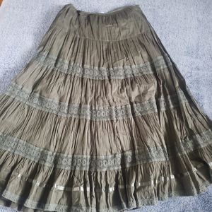 Forrest Green Cottage Core Style Long Skirt